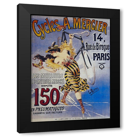 Bike 19 Black Modern Wood Framed Art Print by Vintage Apple Collection