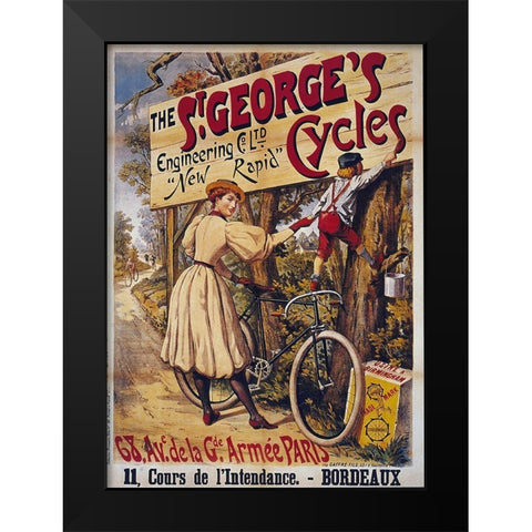 Bike 24 Black Modern Wood Framed Art Print by Vintage Apple Collection