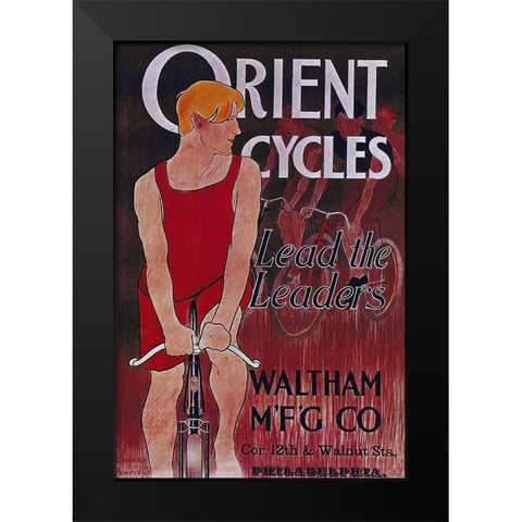 Bike 42 Black Modern Wood Framed Art Print by Vintage Apple Collection