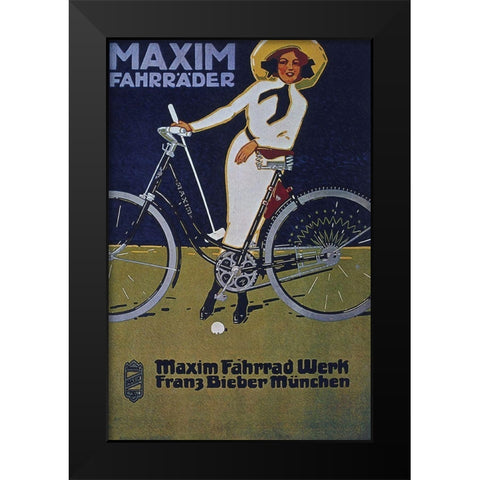 Bike 43 Black Modern Wood Framed Art Print by Vintage Apple Collection