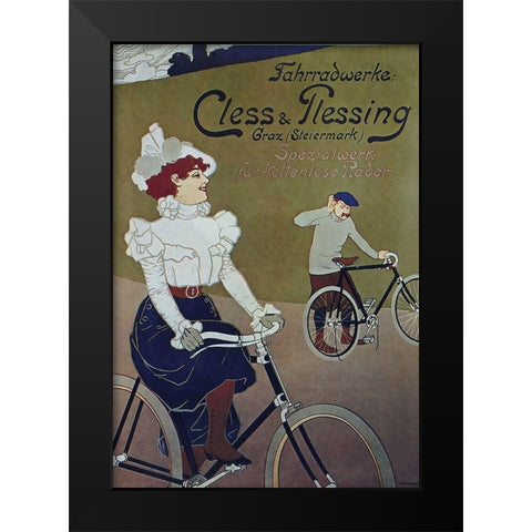 Bike 47 Black Modern Wood Framed Art Print by Vintage Apple Collection