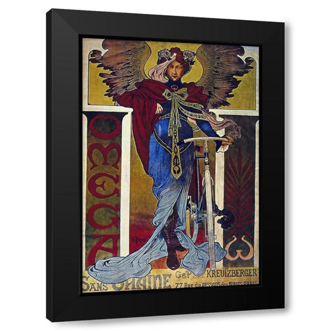 Bike 52 Black Modern Wood Framed Art Print with Double Matting by Vintage Apple Collection