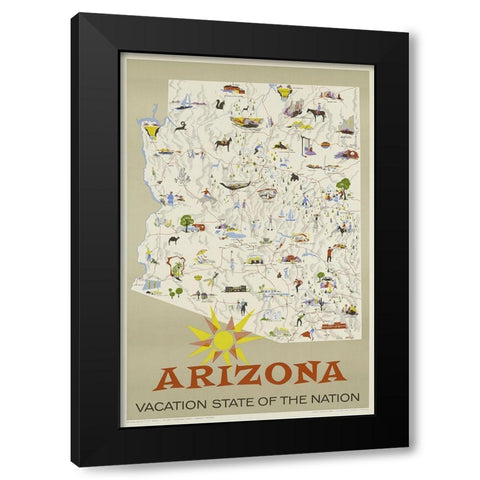 Arizona Black Modern Wood Framed Art Print by Vintage Apple Collection