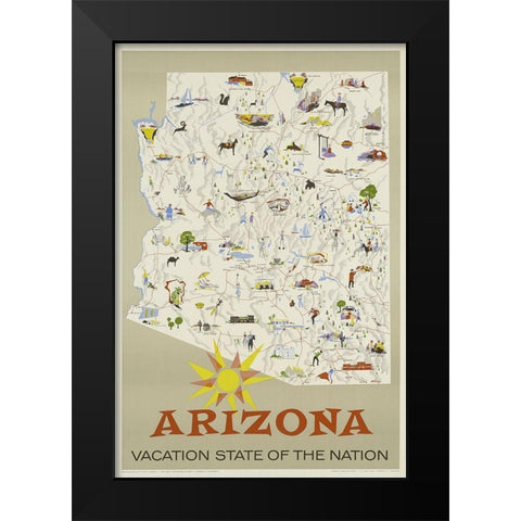 Arizona Black Modern Wood Framed Art Print by Vintage Apple Collection