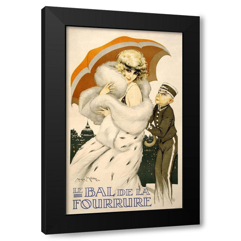Bal De La Fourrure Black Modern Wood Framed Art Print with Double Matting by Vintage Apple Collection