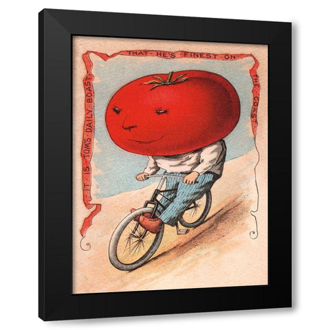 Bike Tomato Black Modern Wood Framed Art Print by Vintage Apple Collection