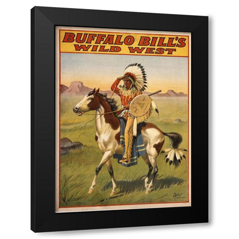 Buffalo Bills Wild West IV Black Modern Wood Framed Art Print by Vintage Apple Collection
