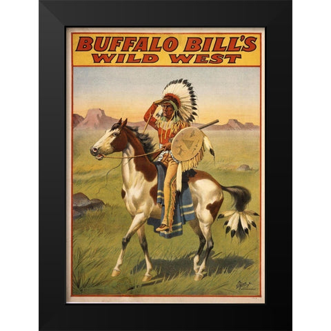 Buffalo Bills Wild West IV Black Modern Wood Framed Art Print by Vintage Apple Collection