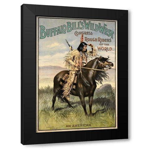 Buffalo Bills Wild West VI Black Modern Wood Framed Art Print with Double Matting by Vintage Apple Collection