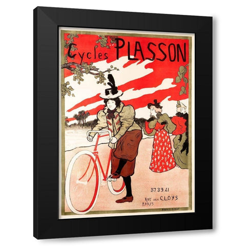 Cycles Plasson Black Modern Wood Framed Art Print with Double Matting by Vintage Apple Collection