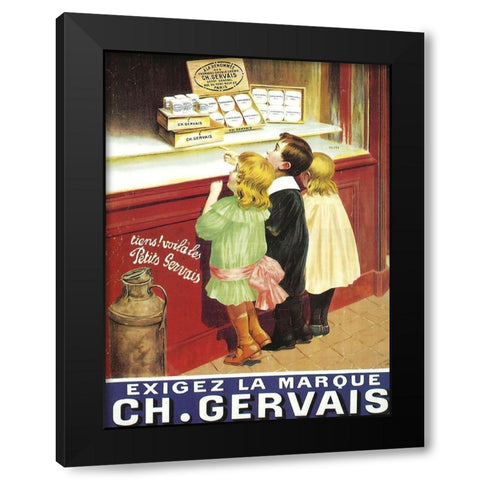 Gervais Black Modern Wood Framed Art Print with Double Matting by Vintage Apple Collection