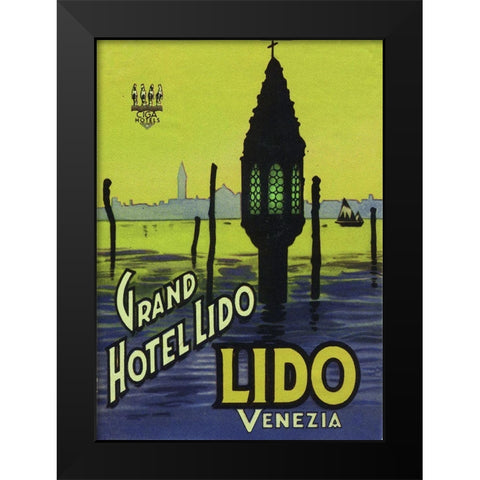 Grand Hotel Lido Black Modern Wood Framed Art Print by Vintage Apple Collection