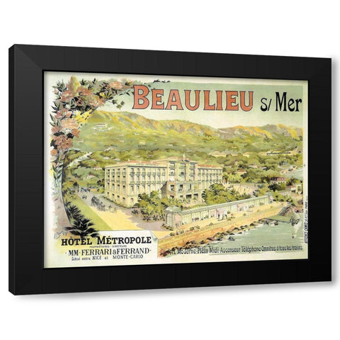 Hotel Metropole Black Modern Wood Framed Art Print with Double Matting by Vintage Apple Collection