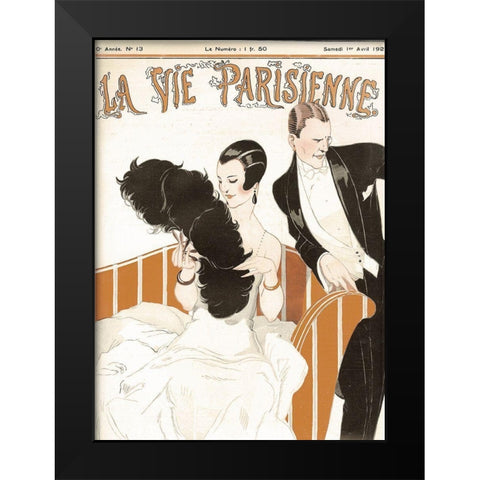 Lavie Parisienne Boa Black Modern Wood Framed Art Print by Vintage Apple Collection