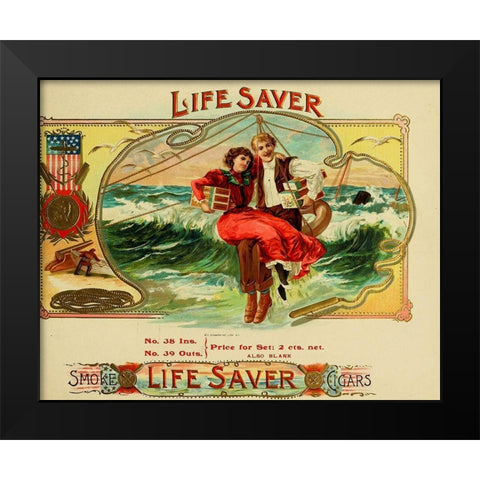 Lifeasver Black Modern Wood Framed Art Print by Vintage Apple Collection