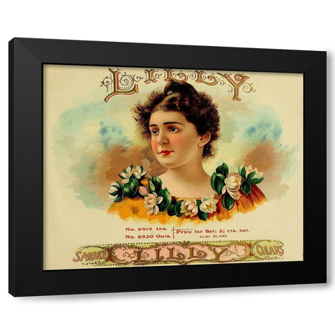 Lily Cig Black Modern Wood Framed Art Print by Vintage Apple Collection