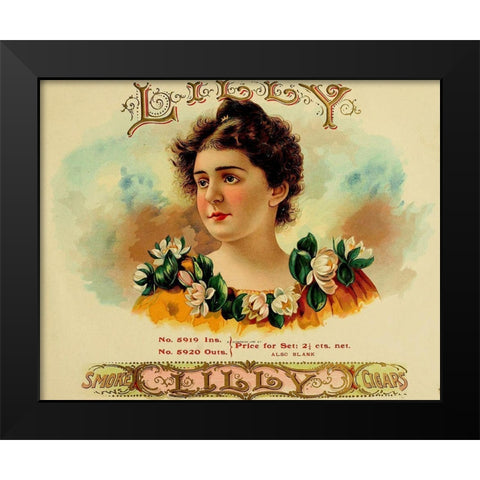 Lily Cig Black Modern Wood Framed Art Print by Vintage Apple Collection