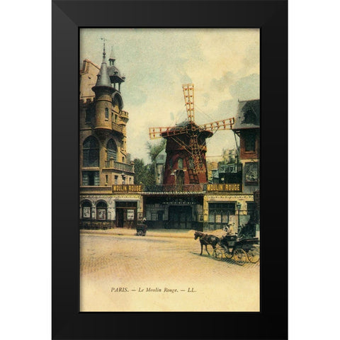 Moulin Rouge Black Modern Wood Framed Art Print by Vintage Apple Collection