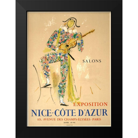 Nice Cote D Azur Black Modern Wood Framed Art Print by Vintage Apple Collection