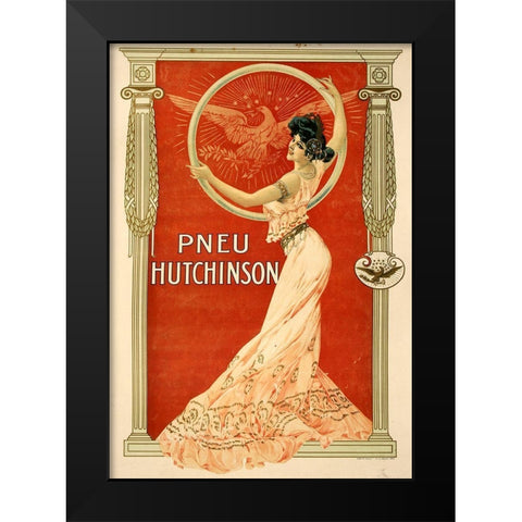 Pneu Hutchinson Black Modern Wood Framed Art Print by Vintage Apple Collection