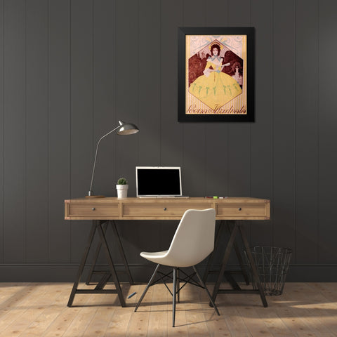 Scena Illustrata Black Modern Wood Framed Art Print by Vintage Apple Collection