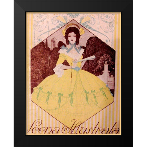 Scena Illustrata Black Modern Wood Framed Art Print by Vintage Apple Collection