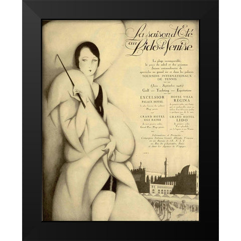 Venise Hotel Black Modern Wood Framed Art Print by Vintage Apple Collection