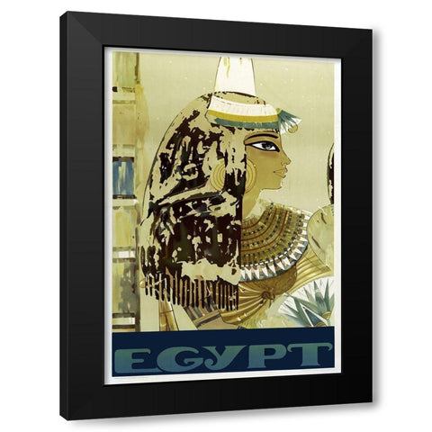 Visit Egypt Cleopatra Black Modern Wood Framed Art Print by Vintage Apple Collection