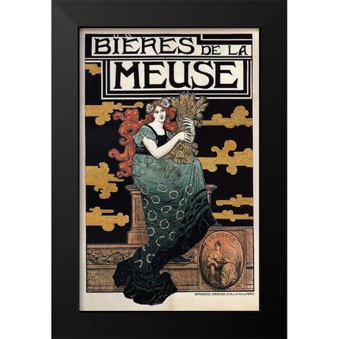 1896 Bieres de La Meuse Black Modern Wood Framed Art Print by Vintage Apple Collection