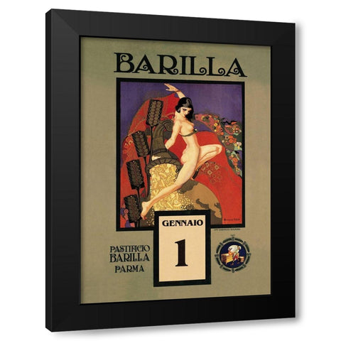 Barilla Black Modern Wood Framed Art Print by Vintage Apple Collection