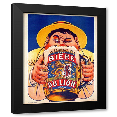 Biere du Lion Black Modern Wood Framed Art Print with Double Matting by Vintage Apple Collection