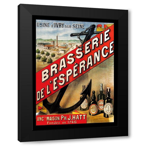 Brasserie de Esperance Black Modern Wood Framed Art Print with Double Matting by Vintage Apple Collection