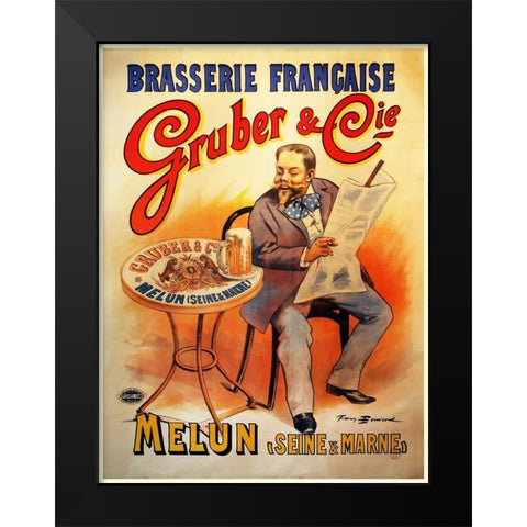 Gruber Biere Black Modern Wood Framed Art Print by Vintage Apple Collection