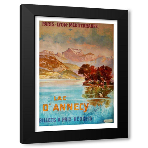 Lac Dâ€™Annecy III Black Modern Wood Framed Art Print with Double Matting by Vintage Apple Collection