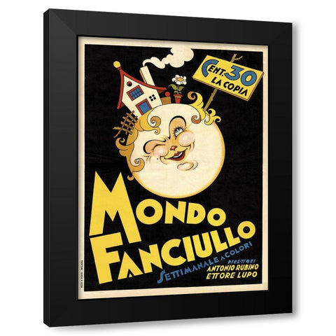 Mondo Fanciullo Black Modern Wood Framed Art Print with Double Matting by Vintage Apple Collection
