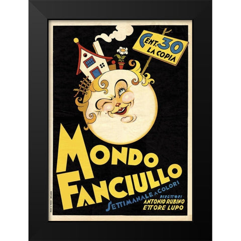 Mondo Fanciullo Black Modern Wood Framed Art Print by Vintage Apple Collection