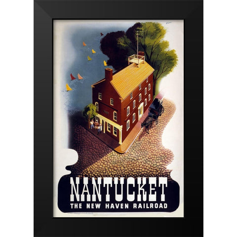 Nantucket Black Modern Wood Framed Art Print by Vintage Apple Collection