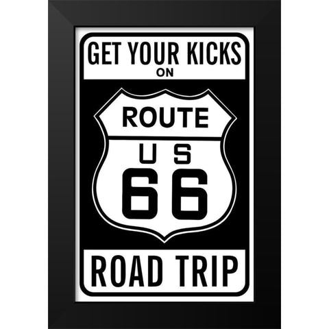 Route 66 Black Modern Wood Framed Art Print by Vintage Apple Collection