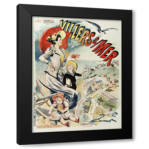 Villers Mer Black Modern Wood Framed Art Print with Double Matting by Vintage Apple Collection