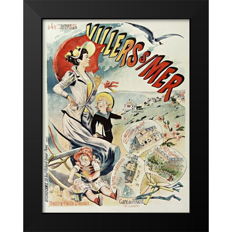 Villers Mer Black Modern Wood Framed Art Print by Vintage Apple Collection