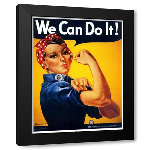 We Can Do It Black Modern Wood Framed Art Print by Vintage Apple Collection