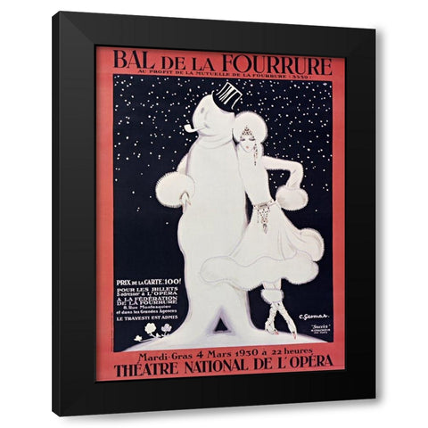 Bal de La Fourrure Black Modern Wood Framed Art Print with Double Matting by Vintage Apple Collection