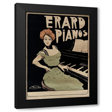 Erard Pianos Black Modern Wood Framed Art Print with Double Matting by Vintage Apple Collection