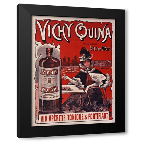 Vichy Quina Black Modern Wood Framed Art Print by Vintage Apple Collection