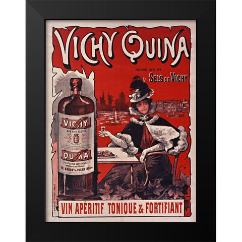 Vichy Quina Black Modern Wood Framed Art Print by Vintage Apple Collection