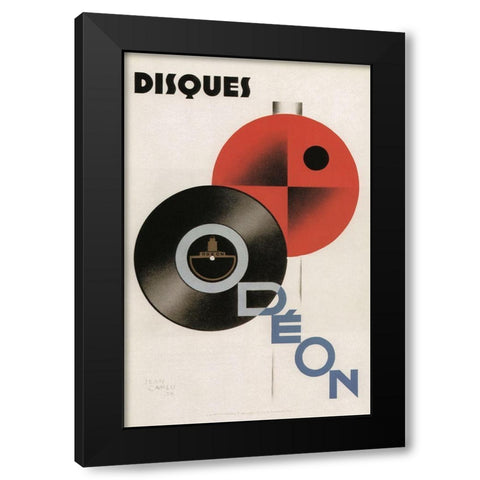 Discs Black Modern Wood Framed Art Print by Vintage Apple Collection