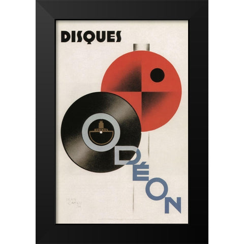 Discs Black Modern Wood Framed Art Print by Vintage Apple Collection