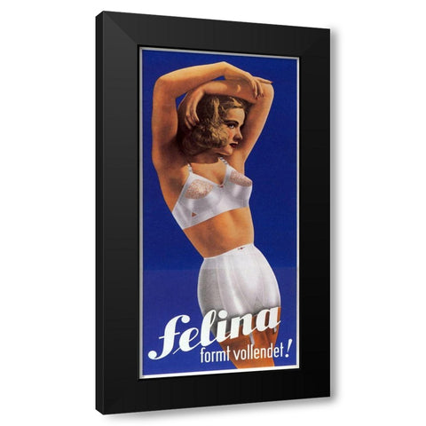 Felina Black Modern Wood Framed Art Print by Vintage Apple Collection
