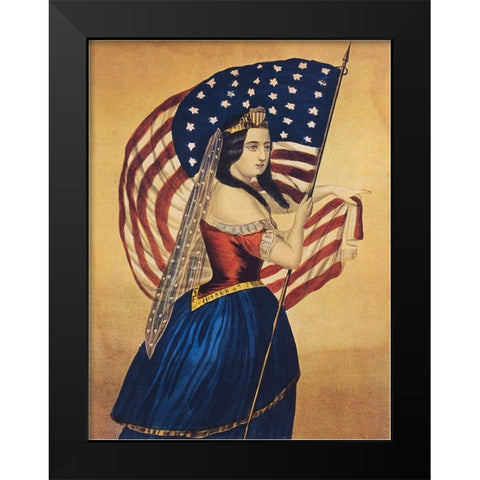 Flag Black Modern Wood Framed Art Print by Vintage Apple Collection