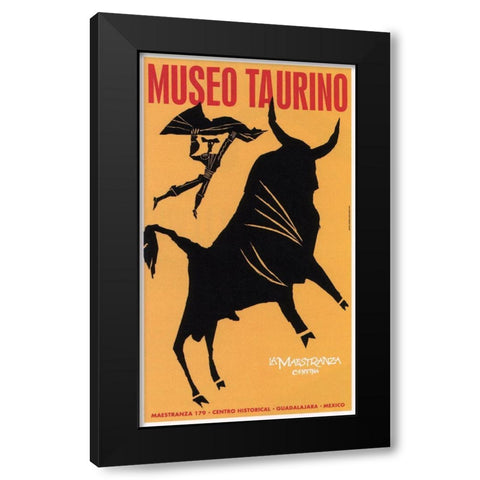 Museo Bull Black Modern Wood Framed Art Print with Double Matting by Vintage Apple Collection